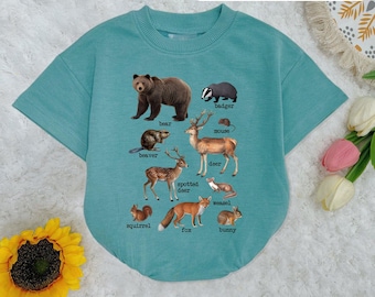 Forest Animals Baby Romper Short Sleeves, Woodland Animals Baby Bodysuit, Funny Animal Lover, Wild Animal Lover Gift