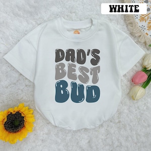 Dad&#39;s Best Bud Baby Romper, First Father&#39;s Day Baby Romper, Dad Son Baby Bodysuit, Baby Boy Clothes