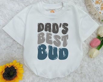 Dad&#39;s Best Bud Baby Romper, First Father&#39;s Day Baby Romper, Dad Son Baby Bodysuit, Baby Boy Clothes