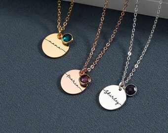 Regalos de cumpleaños para ella, regalos del día de la madre, collar de piedra de nacimiento, collar con nombre grabado, collar personalizado, joyería personalizada, joyería con nombre