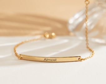 Personalised Bar Bracelet,Gold Engraved Name Bracelet,Stacking Bracelet,Bridesmaids Gift,Mothers Day Gifts,Personalised Bracelet For Women