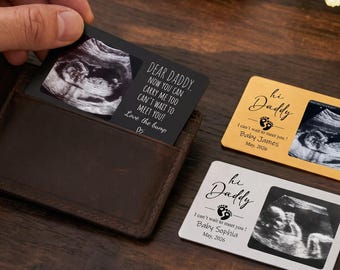 Custom Metal Ultrasound Photo Wallet Card, Sonogram Wallet Insert, Bump Gift, New Dad Gift for Husband, Dad To Be Gift Father's Day Gifts