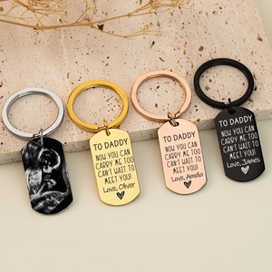 Personalized Ultrasound Keychain, Daddy Keychain for New Dad, First Fathers Day Gifts, New Baby Photo Gifts, Bump keyring, Dad to be Gift