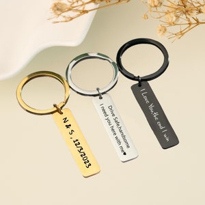 Personalized Bar Keyring,Engraved Metal Keychain,Custom Engraved Text,Personalized Keychain,Name Date Keychain,Personalized Gift,Couple Gift