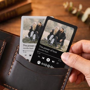 Custom Metal QR Code Song Wallet Card, Couple Photo Gift Custom Scannable Music Gift, Anniversary Gift, Boyfriend Gift Girlfriend Gift