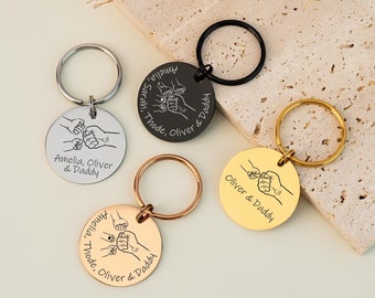 Gift for Daddy,Fist Bump with Paw,Fathers Day Gift,Personalized Daddy Gift,Daddy Keyring,Gift for Dad,Daddy Birthday Gift,Gift for Him