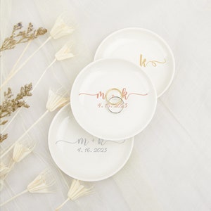 Wedding Ring Dish,Anniversary Ring Dish,Personalized Wedding Jewelry Holder,Gift For Bride,Custom Initials & Date Trinket Dish,Gift for Her