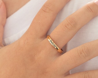 Personalized Name Ring in Gold/Silver/Rose Gold,Name Engraved Ring,Gifts for Her,Mother Gifts,Anniversary Gifts,Minimalist Gifts for Her