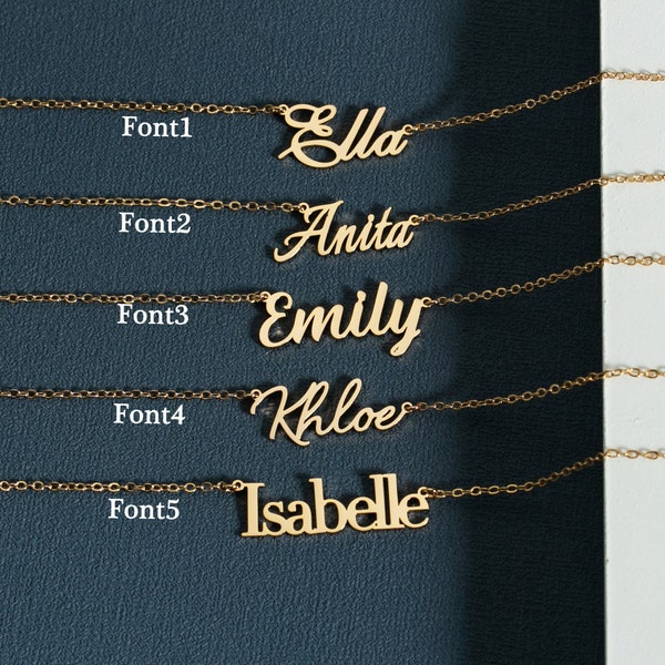 Mother's Day Gifts,Custom Gold Necklace,Minimalist Cursive Name Necklace,Charm Pendant Necklace,Women Necklace,Birthday Gift,Gift for Her