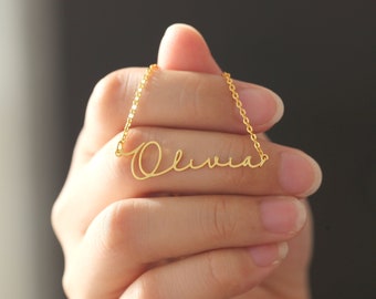 Collar con nombre de oro personalizado, collar con nombre de firma personalizado, joyería de escritura a mano, regalo para mamá, regalo del día de las madres, regalos para mujeres, regalo de cumpleaños