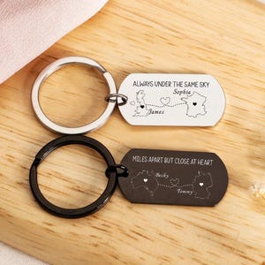 Custom Country Keychain Two Home Keyring Map Keychain Long Distance Relationship Gift Personalized Keyring Mothers Day Gift Couple Keychain