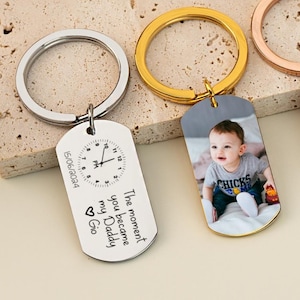 Le moment où tu es devenu mon papa, cadeau de naissance, porte-clés pour nouveau papa, porte-clés photo papa personnalisé, cadeau de fête des pères pour nouveau papa
