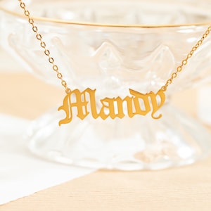 Old English Name Necklace,Custom Gothic Style Name Necklace,Old English Pendant,Gothic Font,Nameplate Necklace,Jewelry Gift,Mom Gifts image 3