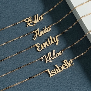 Mother's Day Gifts,Custom Gold Necklace,Minimalist Cursive Name Necklace,Charm Pendant Necklace,Women Necklace,Birthday Gift,Gift for Her image 3