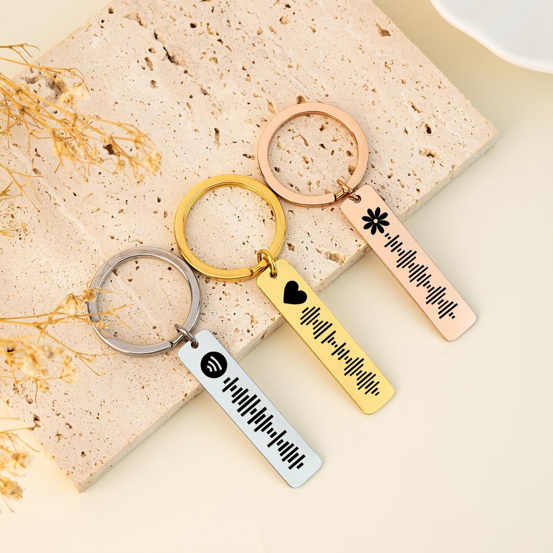 Personalized Music Code Keychain,custom Metal Keychain,engraved ...