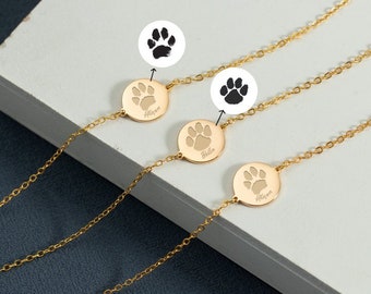 Custom Pet Paw Print Bracelets,Actual Paw Engraving Bracelets,Pet Jewelry,Pet Memorial Gifts,Gifts for Pet Lovers,Dog Paw Braclet