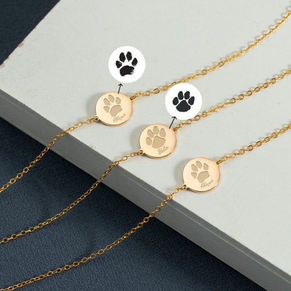 Custom Pet Paw Print Bracelets,Actual Paw Engraving Bracelets,Pet Jewelry,Pet Memorial Gifts,Gifts for Pet Lovers,Dog Paw Braclet
