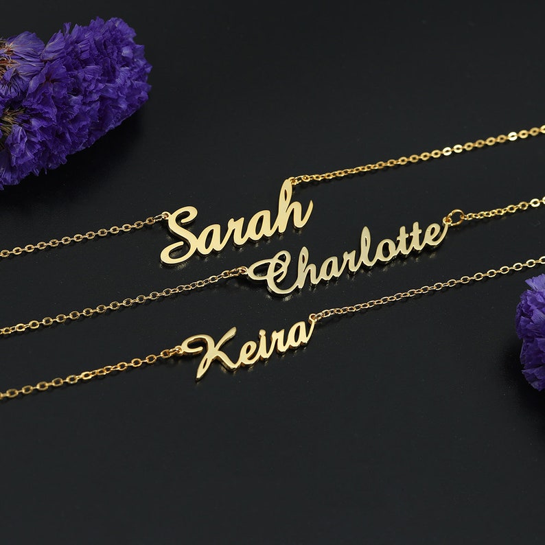 Personalized Cursive Name Necklace,Dainty Name Necklace,Charm Pendant Necklace,Gifts For Woman,Custom Gifts For Mom,Mothers Day Gifts image 4