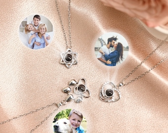 Personalized Photo Necklace,Custom Projection Necklace,Charm Pendant Necklace,Gifts for Mom,Anniversary Gifts,Memorial Gifts,Women Gifts