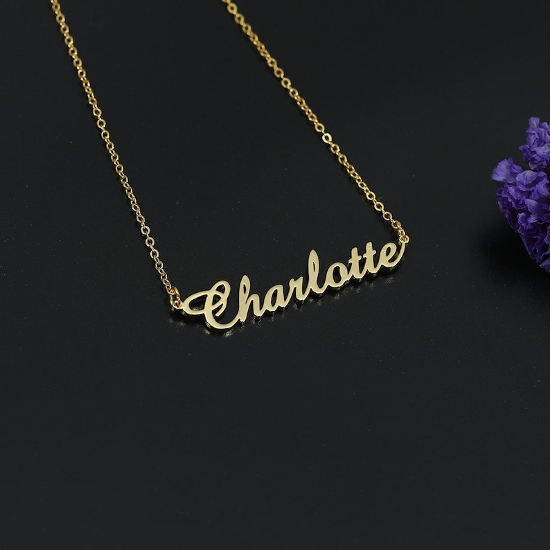 Personalized Cursive Name Necklace,Dainty Name Necklace,Charm Pendant Necklace,Gifts For Woman,Custom Gifts For Mom,Mothers Day Gifts image 6