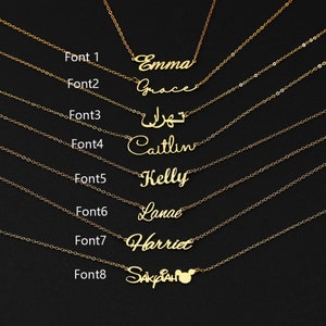 Collar con nombre delicado, collar con nombre personalizado en cursiva, collar de regalo para mujer, regalo personalizado para mamá, collar árabe, collar con nombre dorado