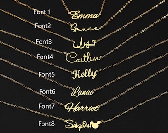 Collier de nom délicat, collier de nom cursif personnalisé, collier pendentif de charme, cadeaux pour femme, cadeaux personnalisés pour maman, cadeaux de fête des mères