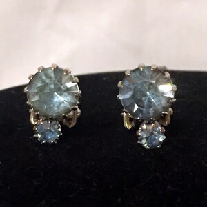 Vintage Pale Ice Blue Rhinestone Clip-on Earrings