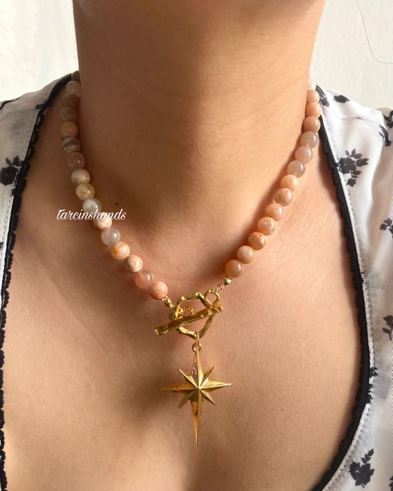 Gold-Plated Sunstone Necklace: North Star Toggle Clasp