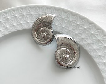 Seashell stainless steel earrings , non tarnish earrings , silver conch earrings , big shell earrings , summer earrings ,stud shell earrings