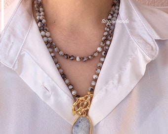 Moonstone long and multistrand necklace , multistrand moonstone necklace , toggle moonstone necklace , beaded moonstone necklace