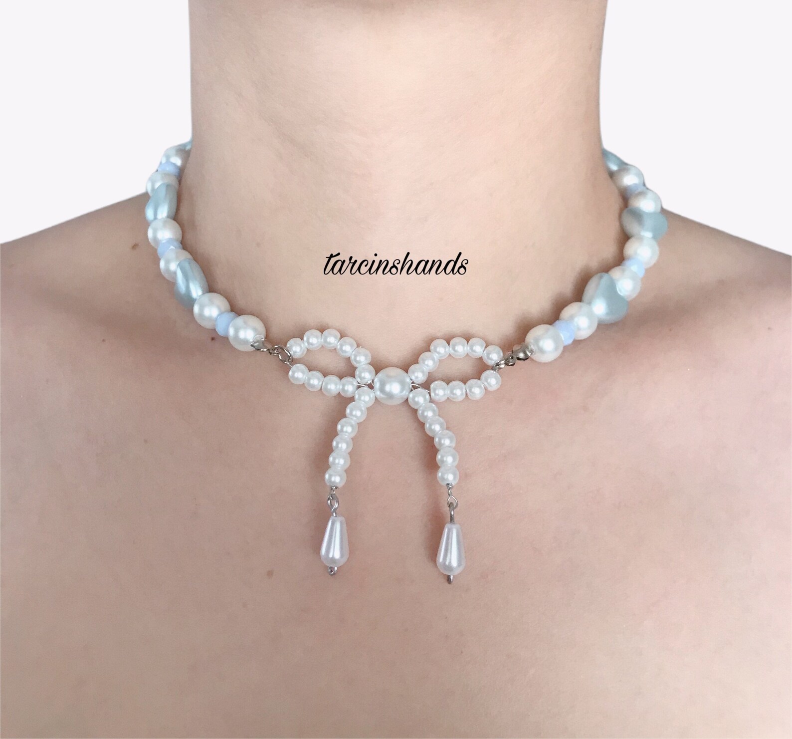 Heart Beaded Bow Necklace Coquette Necklace Trendy Jewelry Etsy Australia