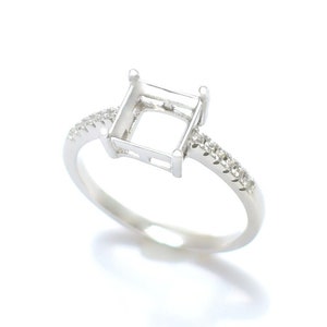 Stunning !!! 925 Sterling Silver Square Ring Setting - 7, 8, 9, 10, 11, 12, 13, 14 mm Ring Setting, Silver Setting Ring RS-73