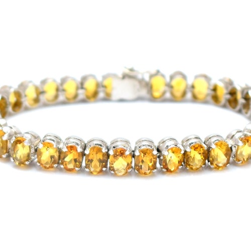Citrine Tennis Bracelet 925 Sterling Silver Bracelet Citrine Etsy