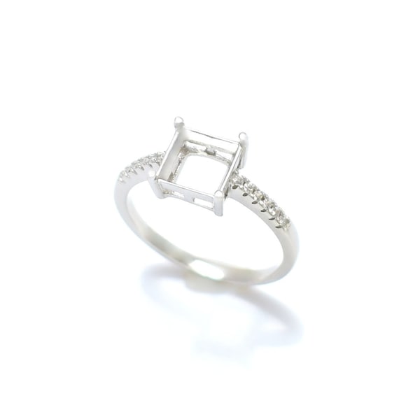Stunning !!! 925 Sterling Silver Square Ring Setting - 7, 8
