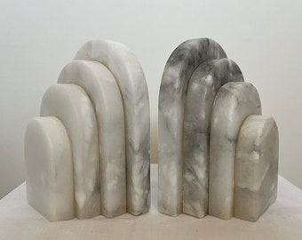 Vintage Italian Curved Marble Bookends