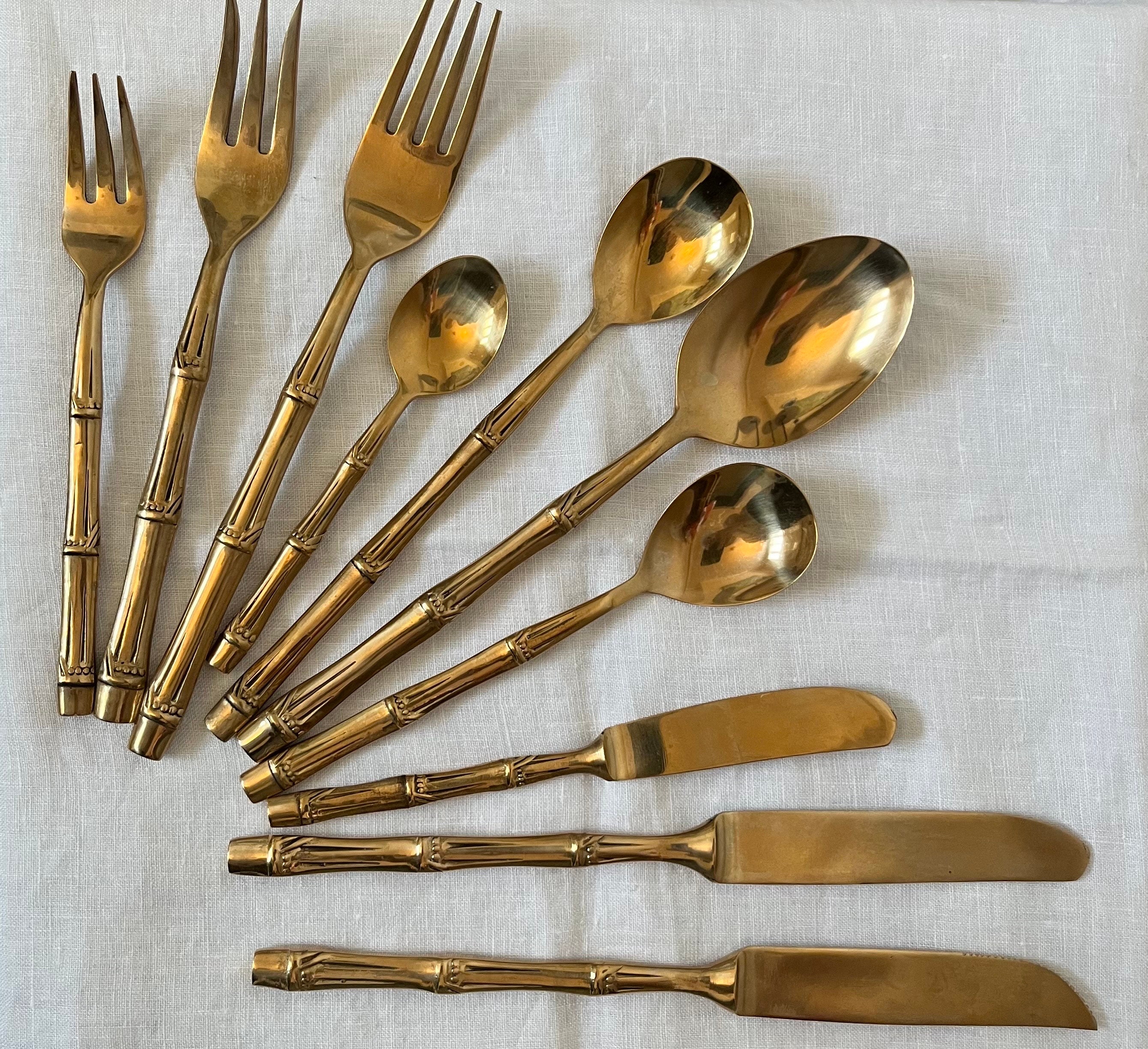 Vintage 1960s Thai Bronze Bamboo 84 Piece Cutlery Set - Etsy