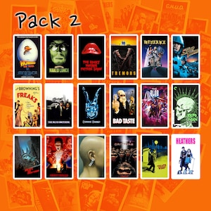 May include: A collage of movie posters featuring horror and cult classic films. The posters are arranged in a grid of 3 rows and 4 columns. Some of the films featured include "Howard the Duck", "Naked Lunch", "The Rocky Horror Picture Show", "Tremors", "Beetlejuice", "Freaks", "The Blues Brothers", "Donnie Darko", "Bad Taste", "The Blob", "Repo Man", "Escape from New York", "Nightbreed", "Child's Play", "Critters", "Death Wish", and "Heathers".