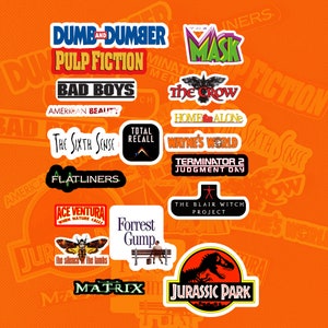 Paquete de pegatinas de películas de los 90