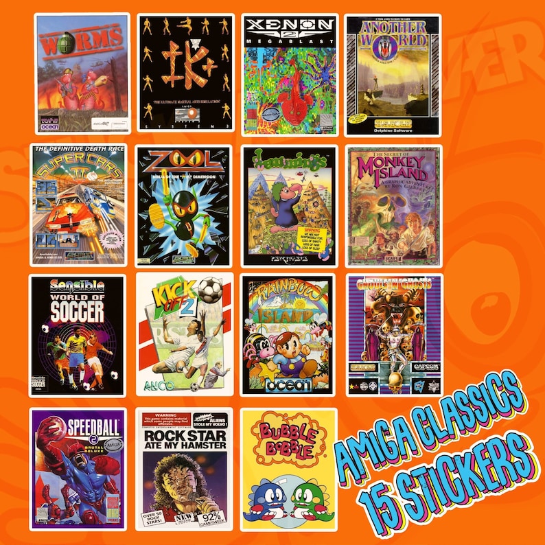 Amiga Retro Game Box Art Stickers – Classic Gaming Decals – Vintage ...