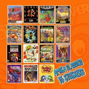 Amiga Retro Game Box Art Stickers – Classic Gaming Decals – Vintage Amiga 500/1200 Collectibles