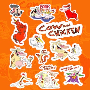 Cow And Chicken 90s Cartoon Sticker Set