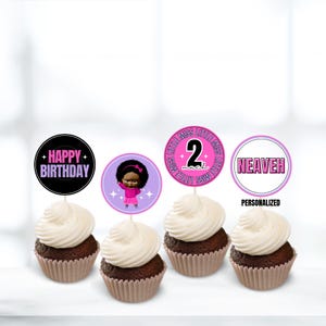 Girl Boss Cupcake Toppers: African American 2nd Birthday (Digital Download)