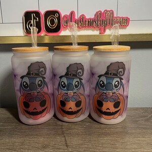 Stitch Halloween pumpkin 16 oz frosted cup