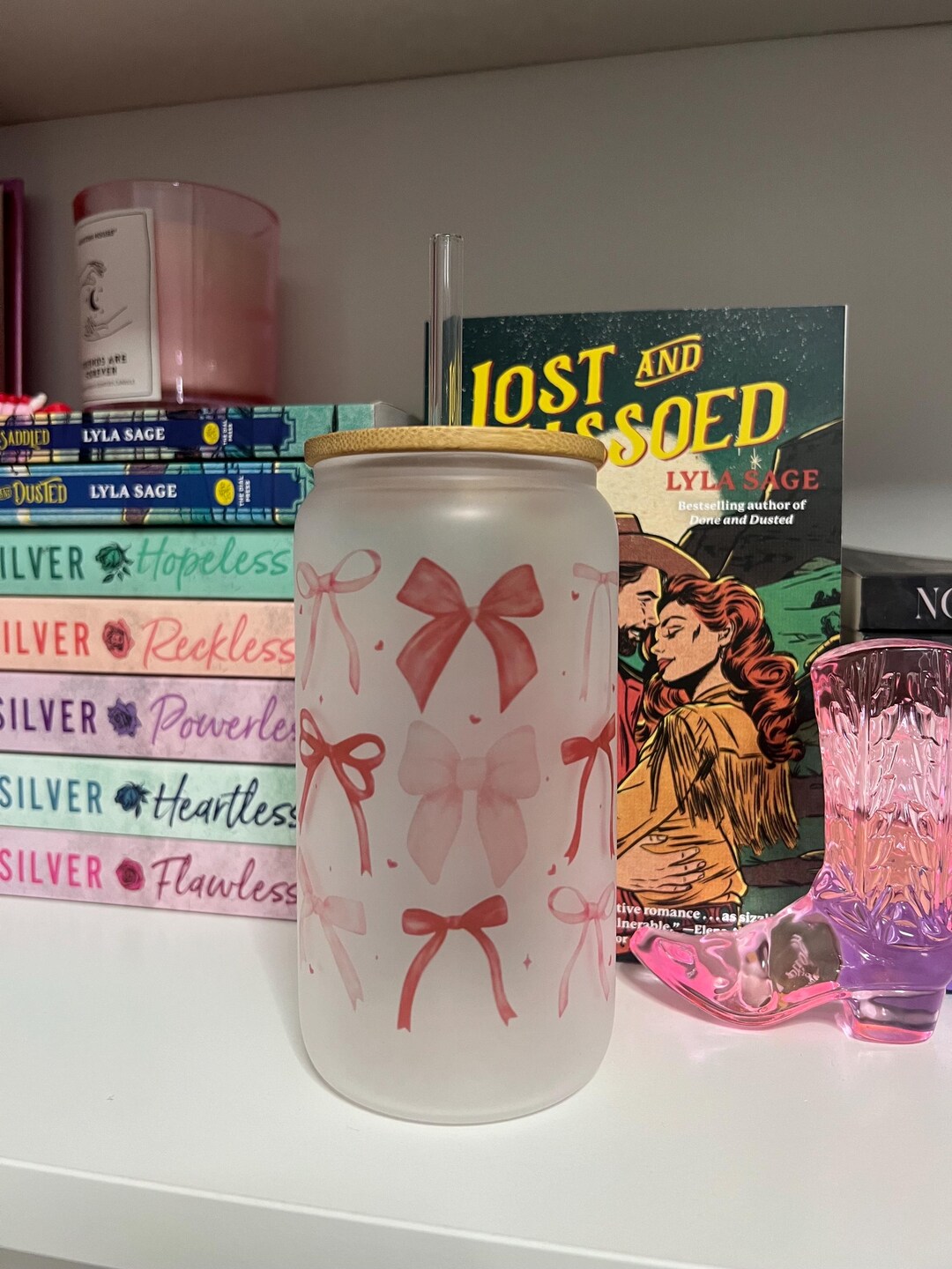 Pink Bows Valentines Girly Couquette 16 Oz Glass Cup - Etsy