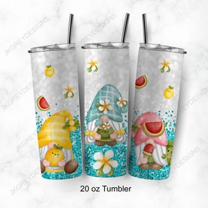 Gnome Tumbler | Faux Glitter | Fruit | Gift | Free Personalization | Insulated  | 20 oz