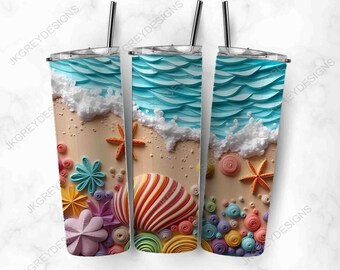 3D Beach Scene 20oz Tumbler | Seashore Vacation Tumbler