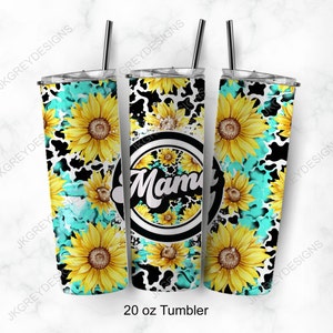 Retro Tumbler | Mama tumbler | Mom Tumbler | Mother's Day tumbler | Sunflower tumbler | 20 oz Tumbler