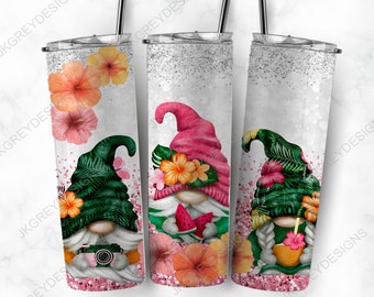 Tropical Gnome Tumbler | Hibiscus Flower 30 oz, Personalized