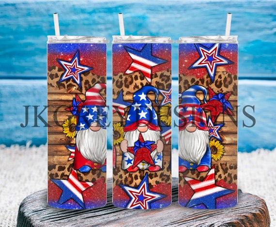 Fourth of July Gnome Personalized 20oz Insulated Tumbler with Lid and Straw