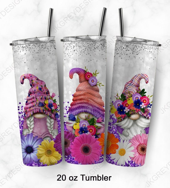 Gnome Tumbler Flower Tumbler Cute Tumbler Gnome Lover Gift Tumbler Free  Personalization 20 Oz. Tumbler 